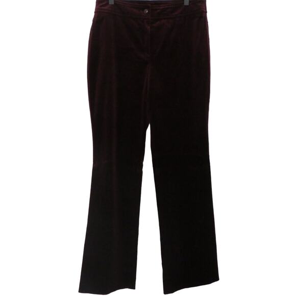 Escada Womens Sz EU 38 US 8 Deep Burgundy Wine Velvet Straight Leg Pants - Picture 1 of 7
